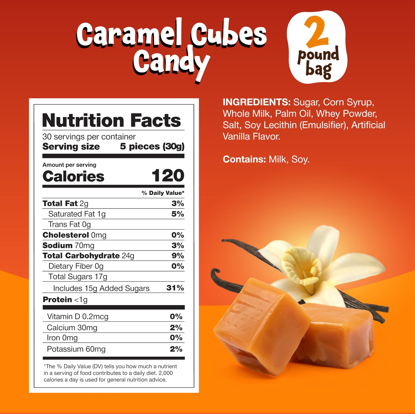 Caramel Candy - 2 Pound Pack - 150 Count - Classic Caramels Individually Wrapped - Chewy Candy for Office Bowls, Gifting, Snacking & Baking - Creamy