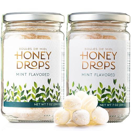 Gourmanity Honey Drops Mint Candy, Cooling Mint Flavored Liquid Honey, Soothes your Palate, Ideal Hostess or Holiday Gift, Made in Provence, France