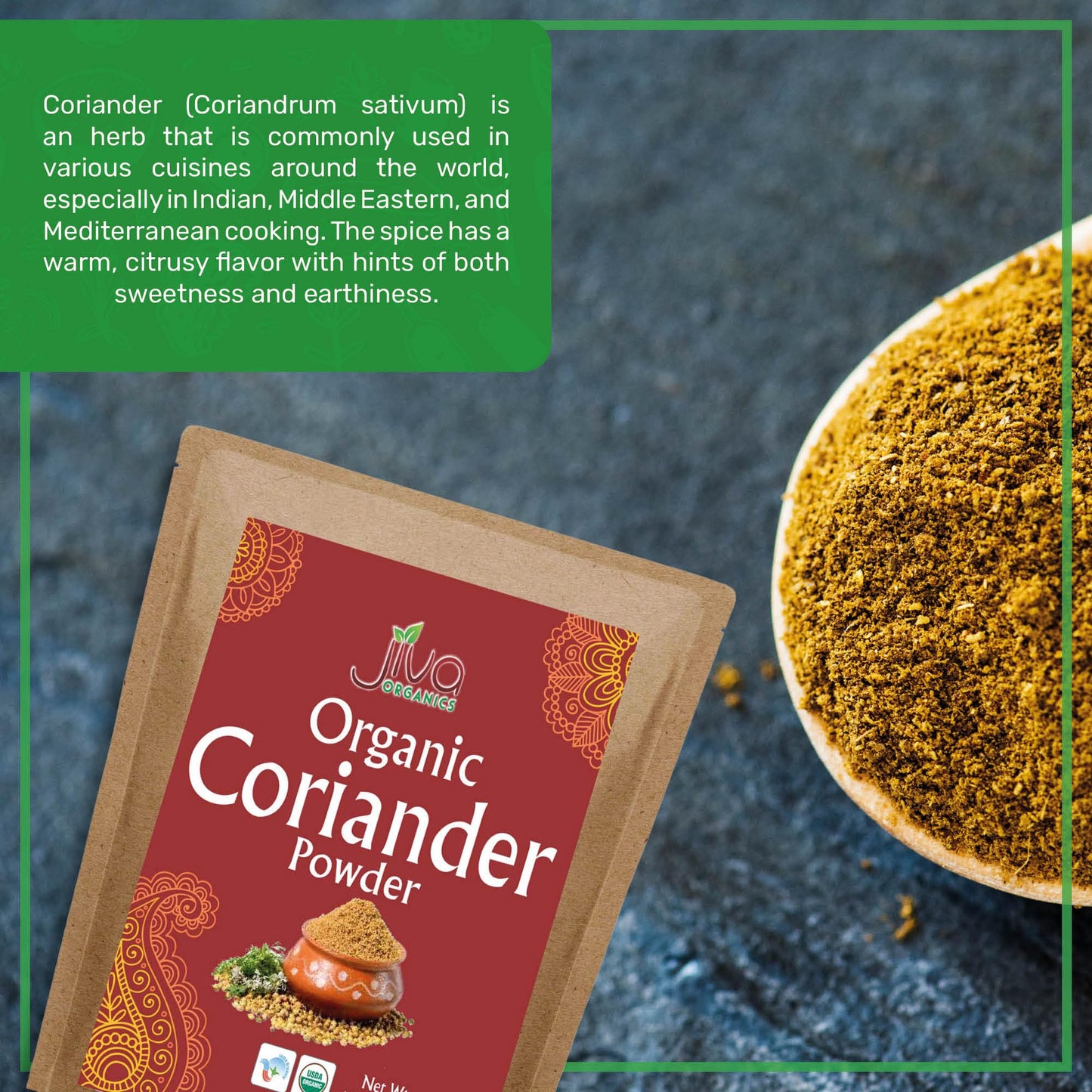 Jiva Organics Organic Ground Coriander Powder 1.5 LB Bulk Bag - Non-GMO, Pure - Dhania, Coriander Seeds Ground