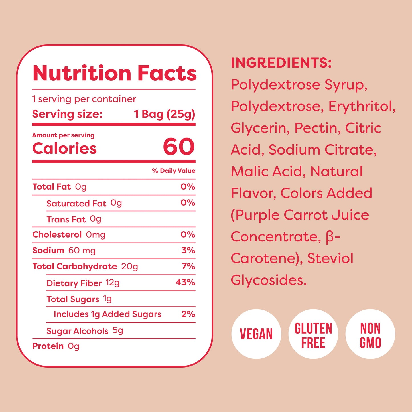 Kiss My Keto Gummy PeachRingsCandy - 1g Sugar, Low Carb, High Fiber, non-GMO Peach Ring Candy - Healthy PeachGummy Rings, Bag ofPeach Rings - Peach
