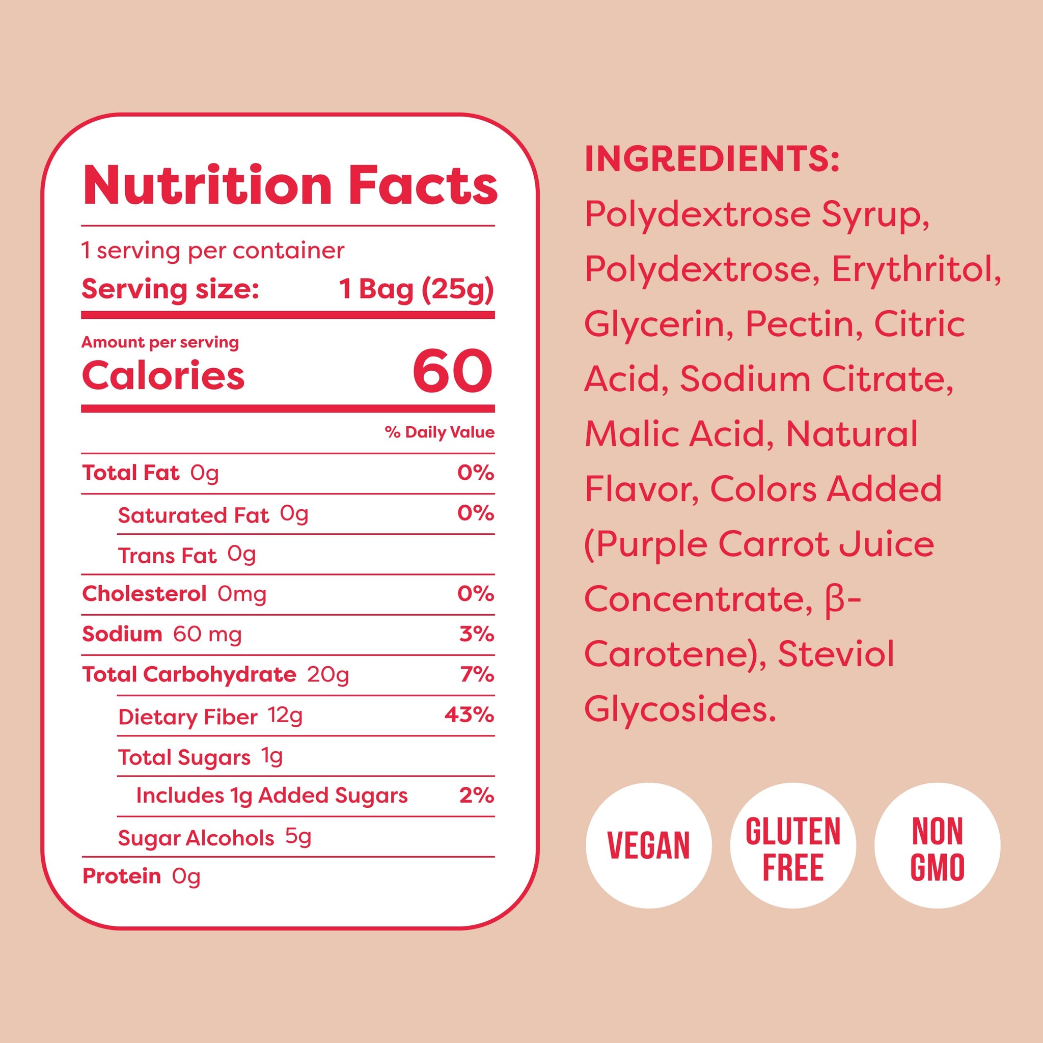 Kiss My Keto Gummy PeachRingsCandy - 1g Sugar, Low Carb, High Fiber, non-GMO Peach Ring Candy - Healthy PeachGummy Rings, Bag ofPeach Rings - Peach