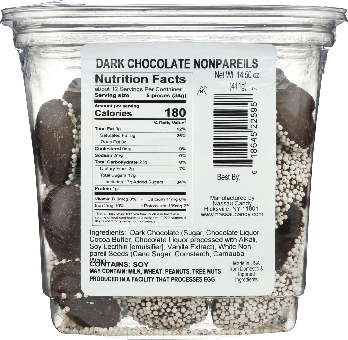 Nassau Candy, Candy Dark Chocolate Nonpareils, 14.5 Ounce