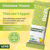 Verb Caffeinated Energy Bars Lemon (26g, Pack of 16) 110-Calorie Delicious Low Sugar Energy Bar - Vegan Gluten Free On-the Go Snack with 80mg Green