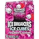 ICE BREAKERS Ice Cubes Raspberry Sorbet Flavored Sugar Free Chewing Gum Bottles, 3.24 oz (6 Count, 40 Pieces)