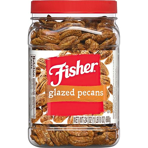 Fisher Snack Glazed Pecans Candied, 24 oz (Pack of 1), Junior Mammoth Candied Pecans, Perfect for Gifting or Personal Enjoyment, Crunchy