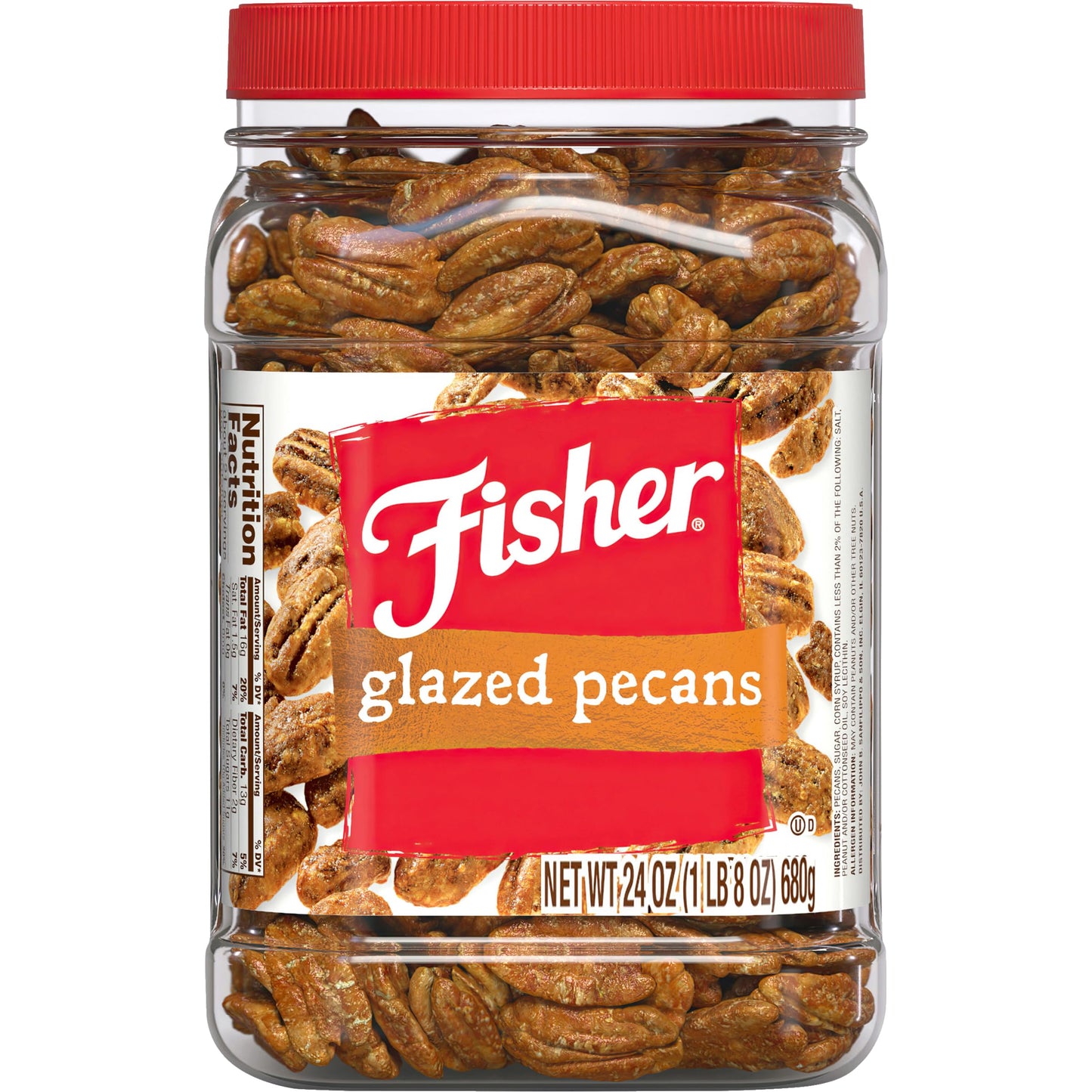 Fisher Snack Glazed Pecans Candied, 24 oz (Pack of 1), Junior Mammoth Candied Pecans, Perfect for Gifting or Personal Enjoyment, Crunchy