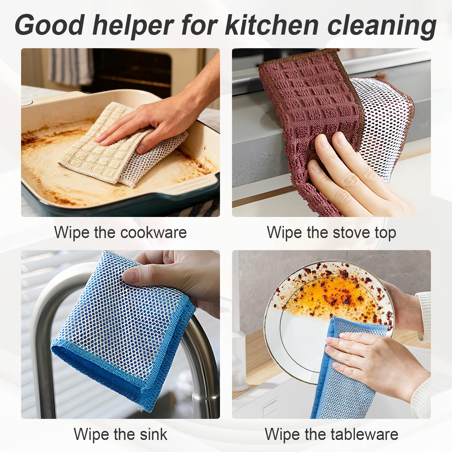 20 pcs Multipurpose Wire Dishwashing Rags, Upgraded 2-Layer Non-Scratch Metal Wire Dish Cloths for Wet/Dry Use, Reusable for Kitchen & Cookware, Sinks