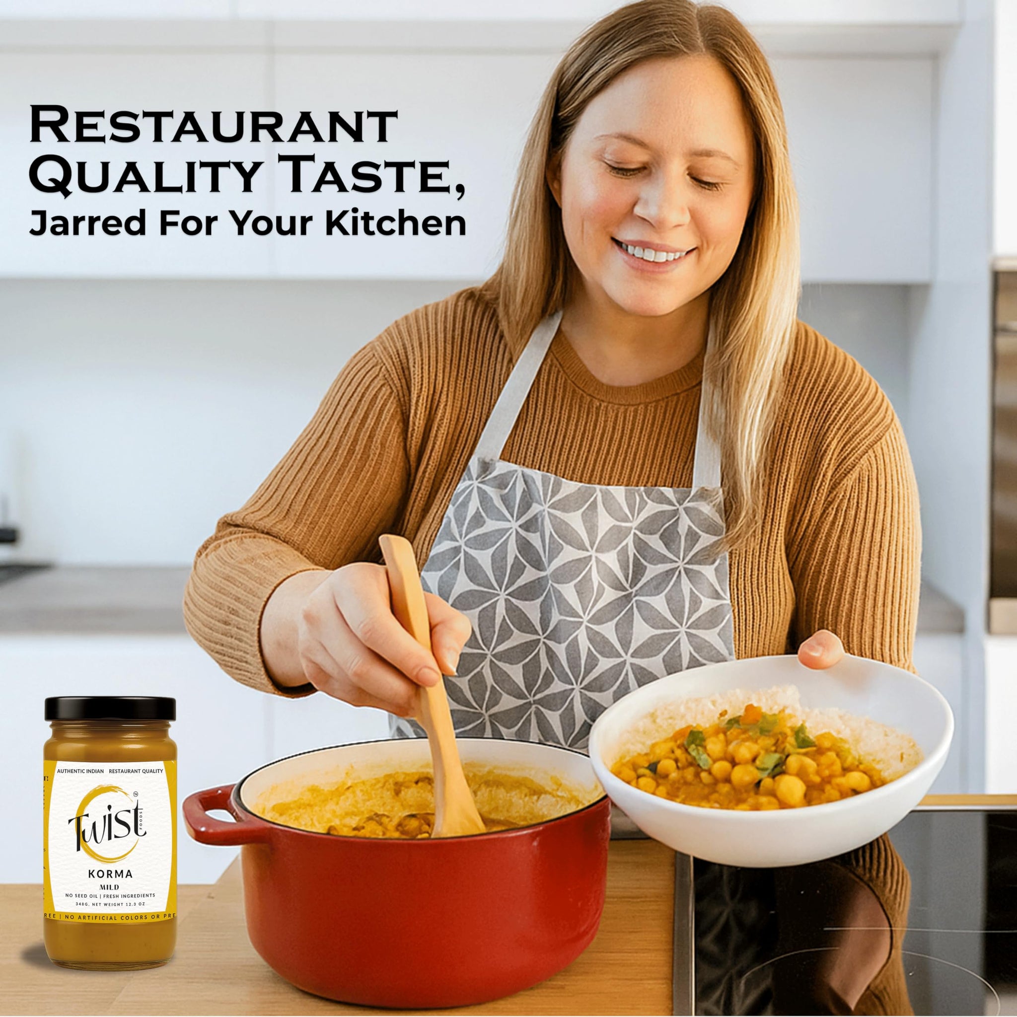 Twist Foods Korma Sauce | Mild Indian Korma Curry Sauce | Authentic Restaurant-Style Indian Simmer Sauce | Gluten-Free | No Preservatives or