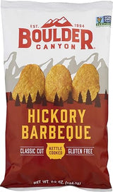 Boulder Canyon Kettle Cooked Potato Chips, NON-GMO Verified, Gluten Free, Hickory Barbeque, 6.5 Ounce