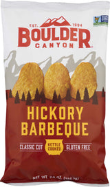 Boulder Canyon Kettle Cooked Potato Chips, NON-GMO Verified, Gluten Free, Hickory Barbeque, 6.5 Ounce
