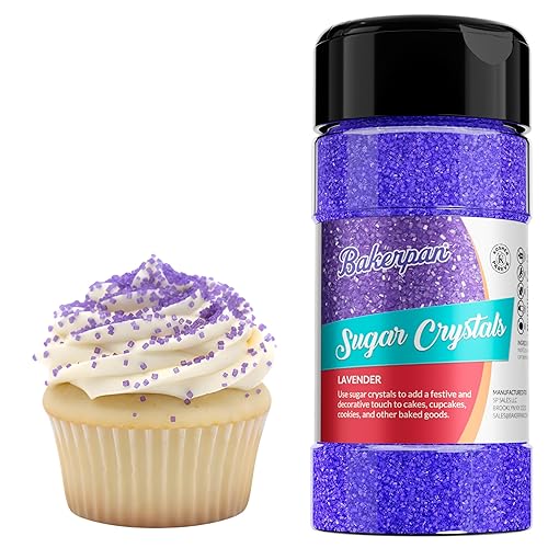 Bakerpan Sugar Sprinkles for Baking - 7 Ounce Lavender Decorating Sugar Crystals for Cookies, Cake Pops, Ice Cream (Made in USA)