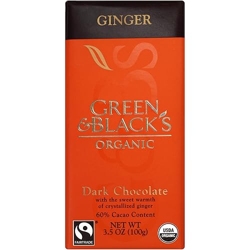 Dark Chocolate with Ginger Organic 3.50 Ounces (10 Bars)