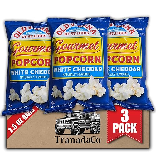 Old Vienna of St. Louis White Cheddar Popcorn 2.5oz Bag, 3-Pack Creamy Cheese Flavor Snack (by TranadaCo)