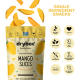 Drybox Freeze Dried Mangos Sliced | 100% Natural Fruit | Freeze Dried Mango Source | No Sugar & Additives | Healthy Snack & Topping for Beverages or