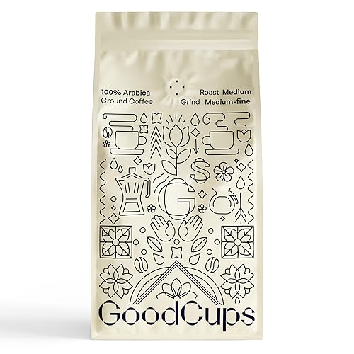 GoodCups Ground Coffee, Medium Roast - Smooth, Low Bitterness, Balanced Flavor, 100% Arabica, Easy to Drink Daily Coffee, Rich Aroma