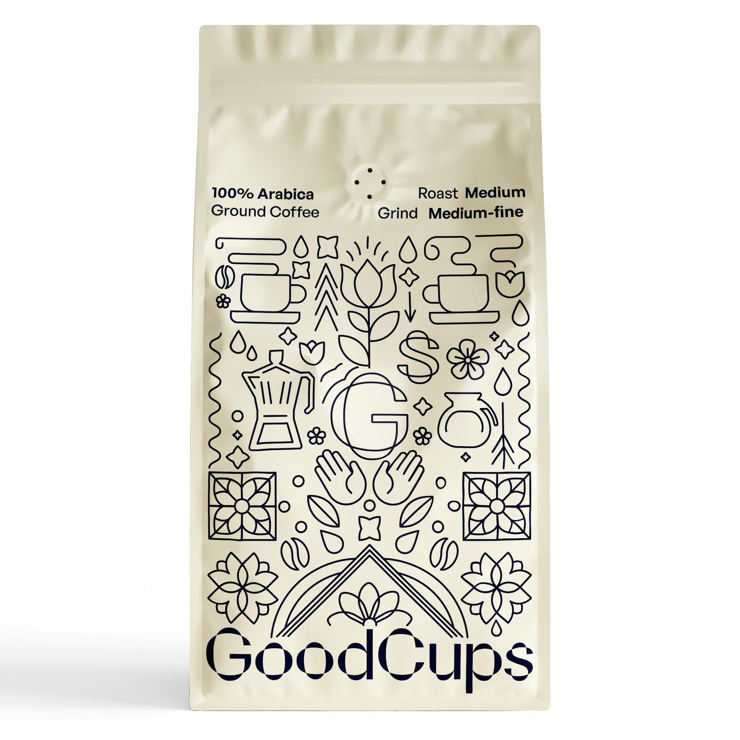 GoodCups Ground Coffee, Medium Roast - Smooth, Low Bitterness, Balanced Flavor, 100% Arabica, Easy to Drink Daily Coffee, Rich Aroma