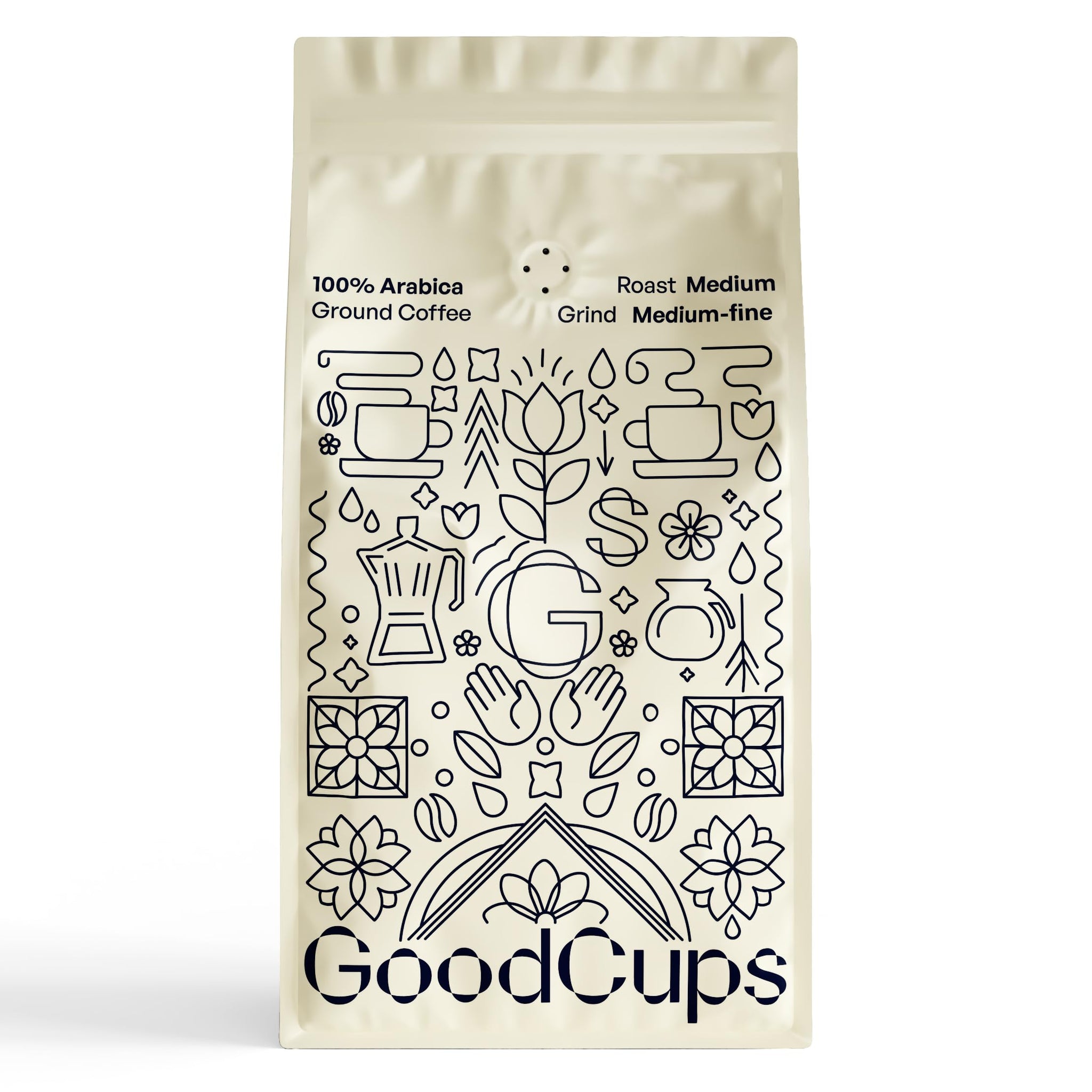 GoodCups Ground Coffee, Medium Roast - Smooth, Low Bitterness, Balanced Flavor, 100% Arabica, Easy to Drink Daily Coffee, Rich Aroma