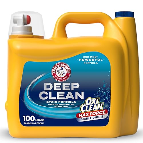ARM & HAMMER Plus OxiClean Max Force Deep Clean Stain Formula Liquid Laundry Detergent, Sparkling Clean Scent, 150 Fl Oz, 100 Loads