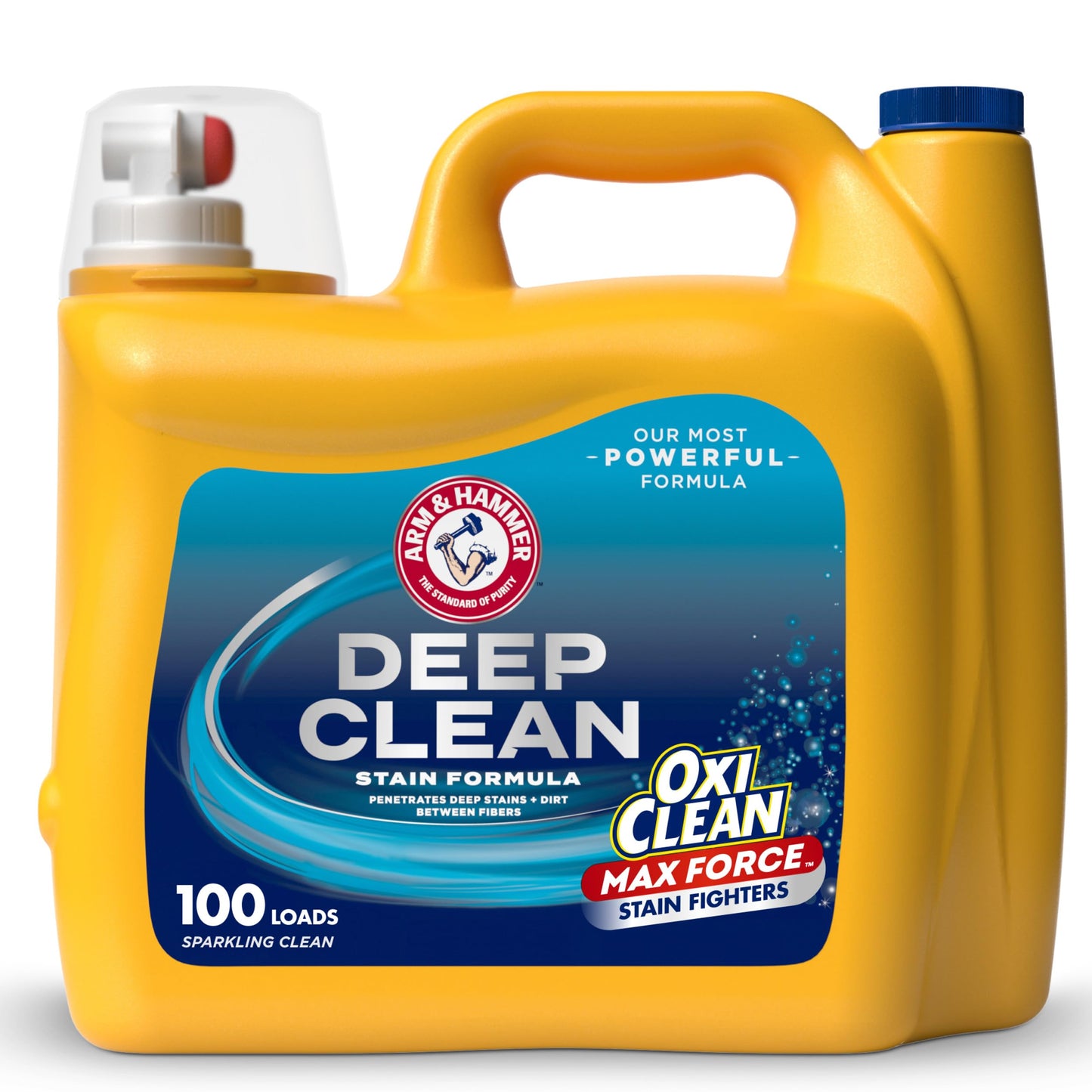 ARM & HAMMER Plus OxiClean Max Force Deep Clean Stain Formula Liquid Laundry Detergent, Sparkling Clean Scent, 150 Fl Oz, 100 Loads