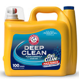 ARM & HAMMER Plus OxiClean Max Force Deep Clean Stain Formula Liquid Laundry Detergent, Sparkling Clean Scent, 150 Fl Oz, 100 Loads