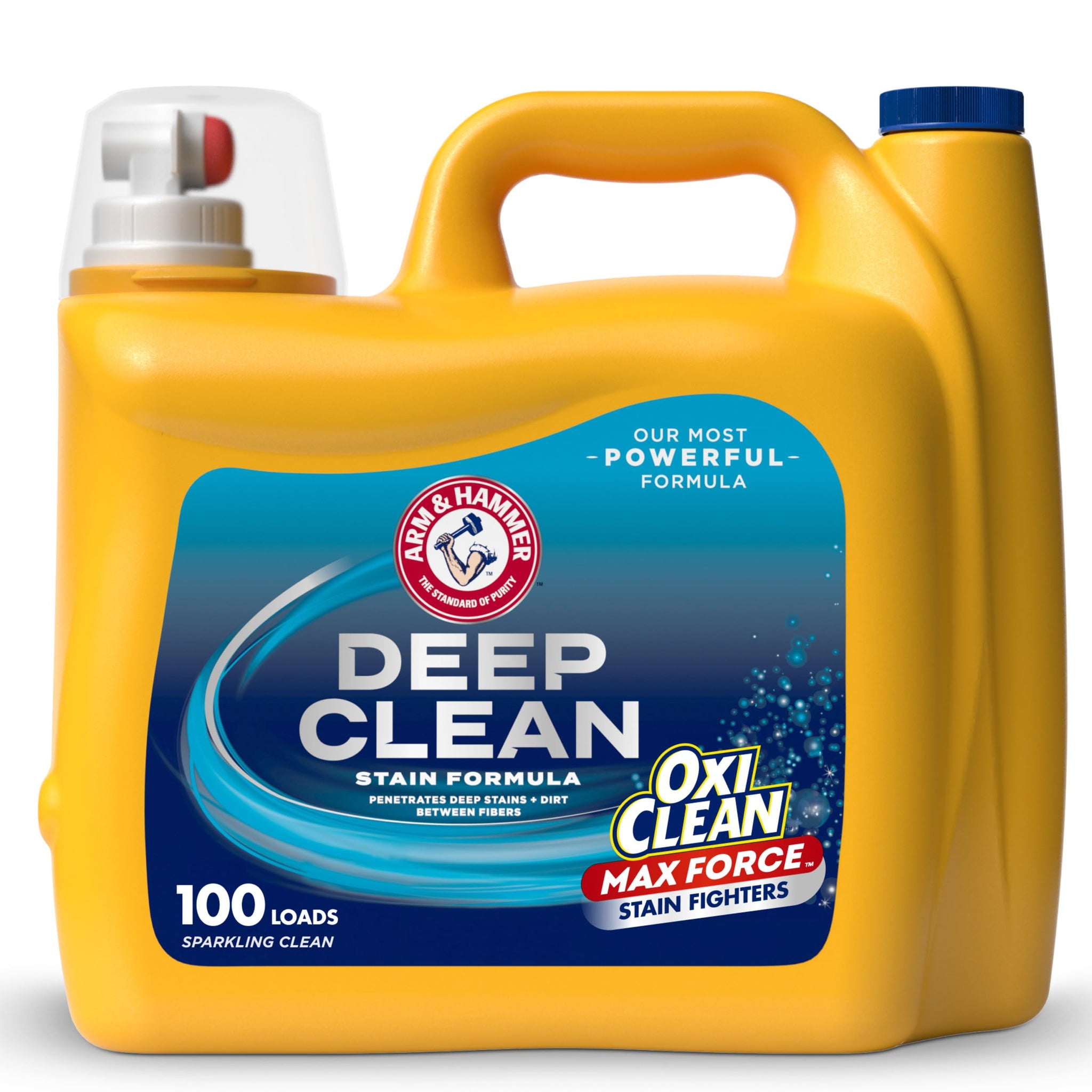 ARM & HAMMER Plus OxiClean Max Force Deep Clean Stain Formula Liquid Laundry Detergent, Sparkling Clean Scent, 150 Fl Oz, 100 Loads
