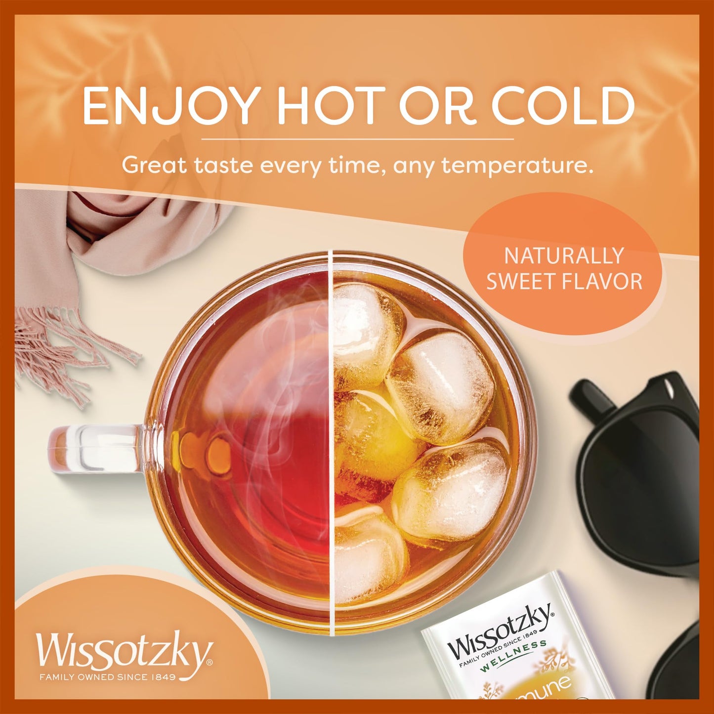 Wissotzky Wellness Immune Herbal Tea, (3 Pack - 60 Tea Bags) | Caffeine Free | With Ginger, Turmeric, Echinacea & Lemon | Herbal Tea for Immune