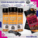 Pit Boss Mango Magic Premium BBQ Barbecue Mixed Seasoning Spice & Dry Rub 3 pk Choice Bundle (21.3 oz) + Guide & Keychain Bottle Opener (5 Items)!
