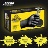 EPPCO LionGrip 7-Mil Black Nitrile Gloves Disposable Powder Free, Latex Free Textured Superior Grip Glove for Mechanics, Auto-motive, Industrial Work