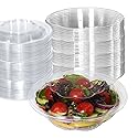 18oz Clear Disposable Salad Bowls with Lids (50 Pack) - Clear Plastic Disposable Salad Containers for Lunch To-Go, Salads, Fruits, Airtight, Leak