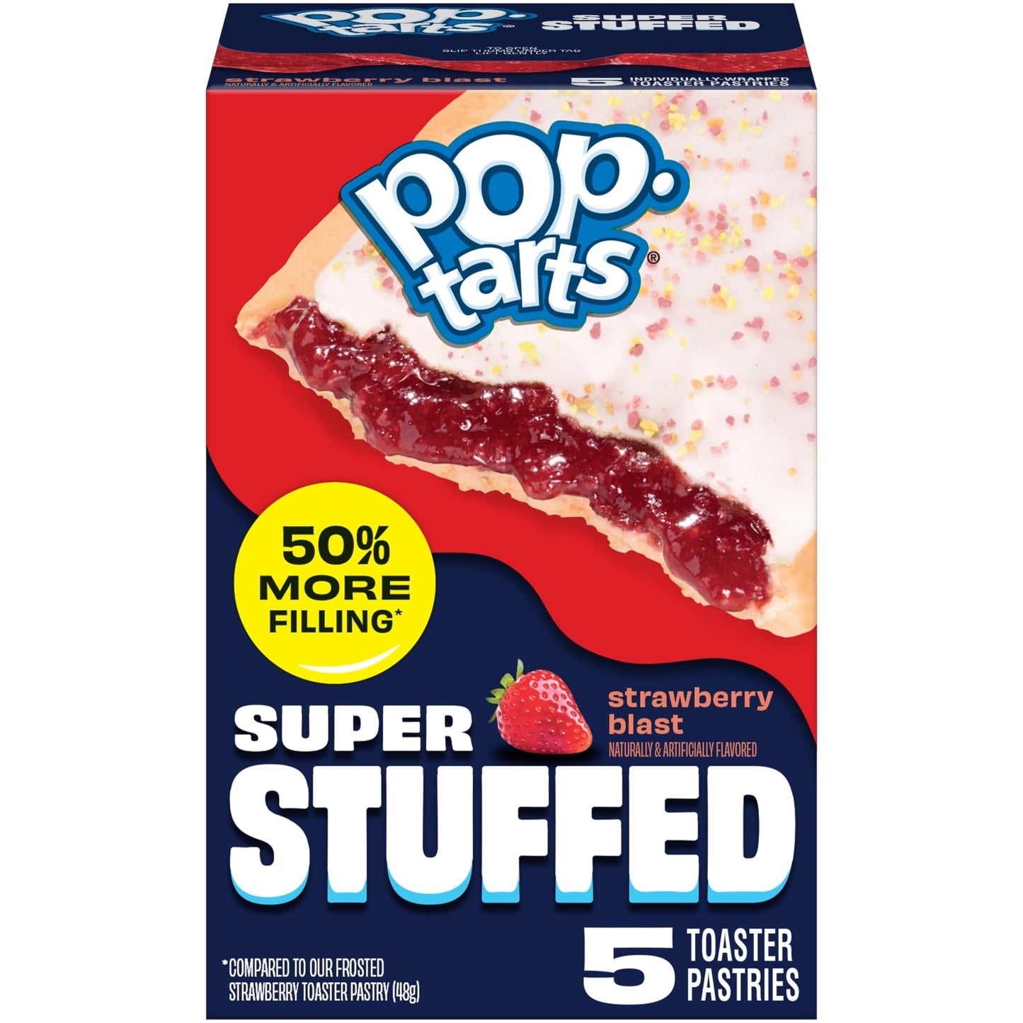 Pop-Tarts Super Stuffed Strawberry Blast Toaster Pastries, 50% More Filling, Snacks, Dessert (5 Ct)