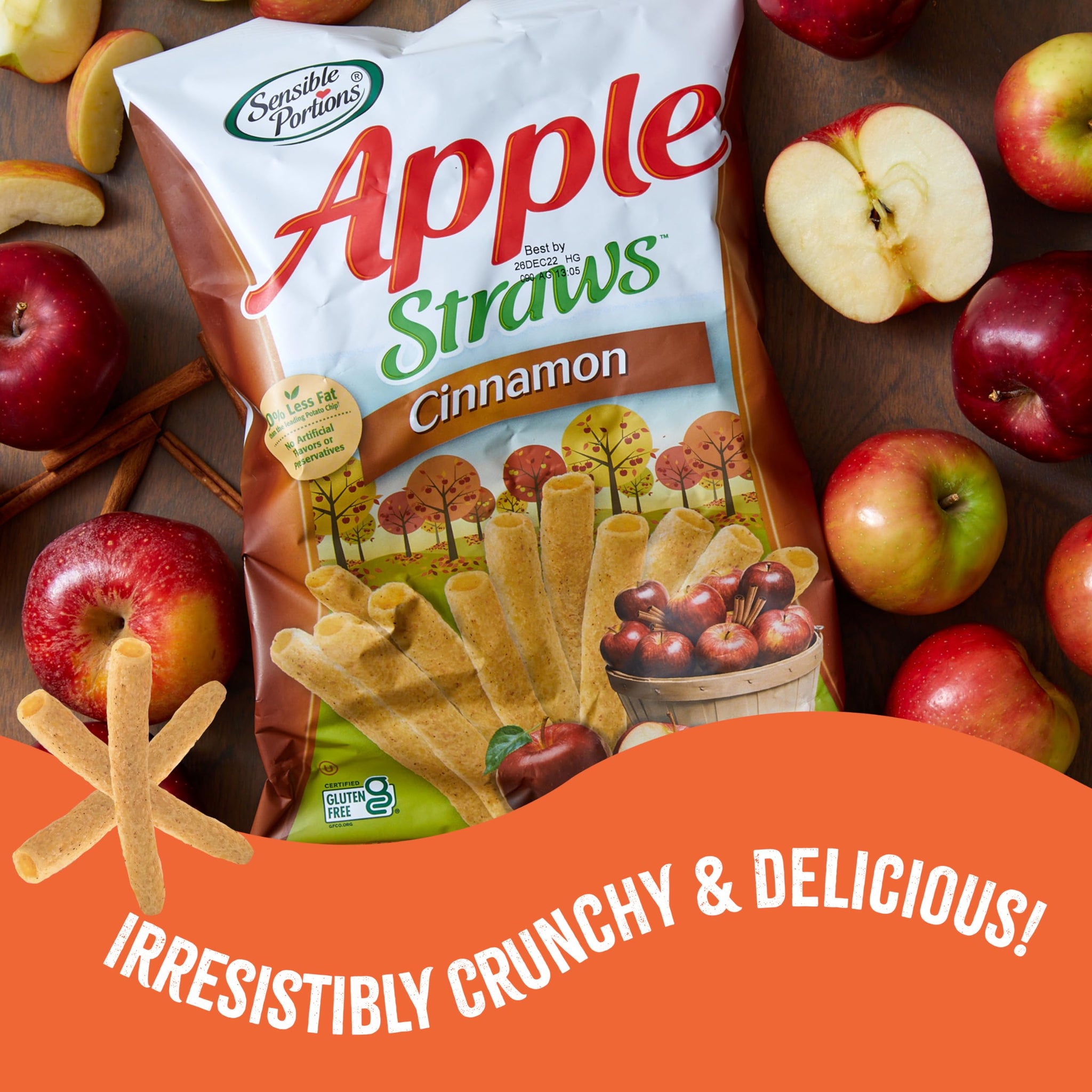Sensible Portions Garden Veggie Snacks - Veggie Straws, Snack Size, Apple Cinnamon, 1 Oz (Pack of 24)
