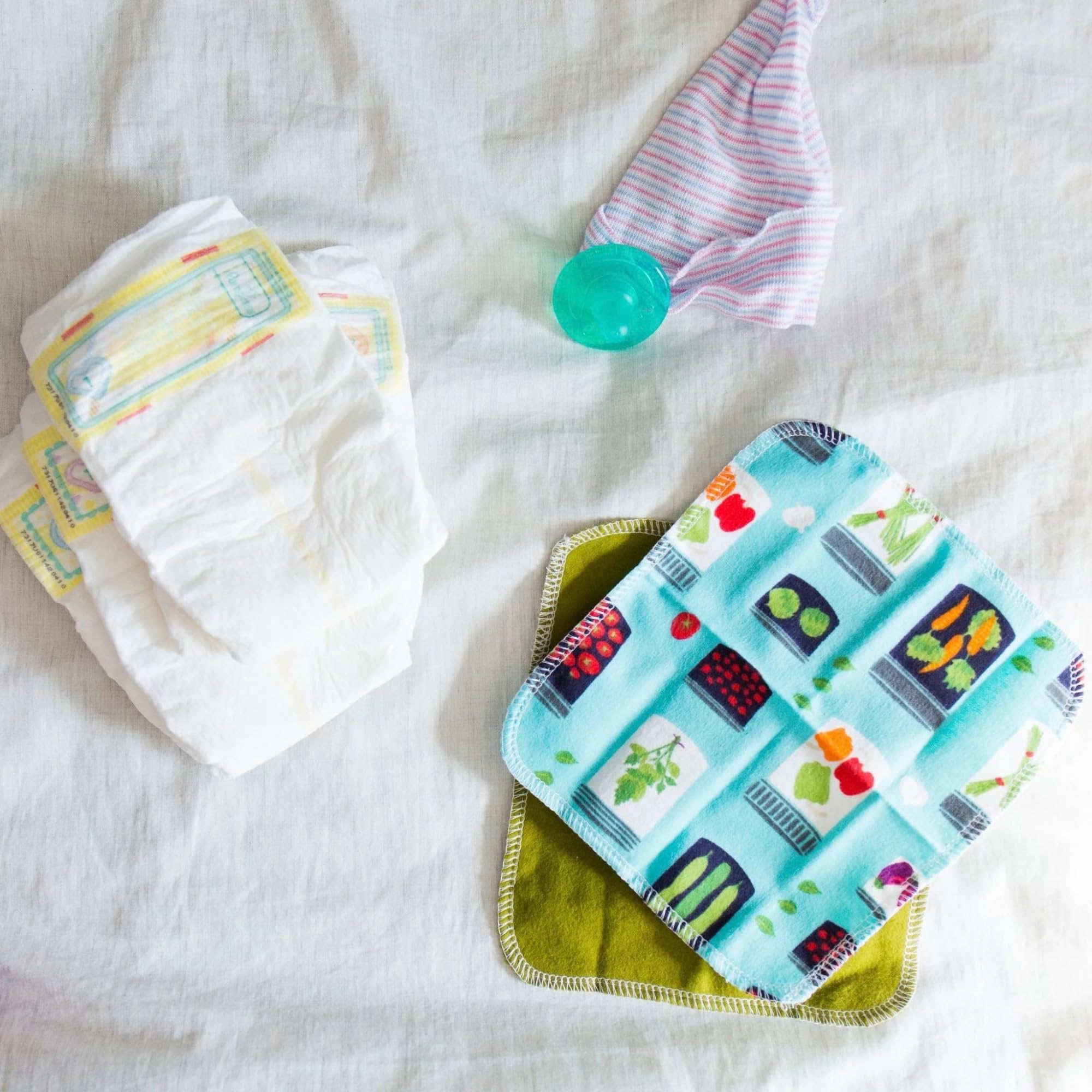 Marley's Monsters Cloth Wipes in Colorful Prints - 100% Cotton Flannel Reusable Wipes, 7x8in, Sustainable Multi-Purpose for Baby Care, Tissues