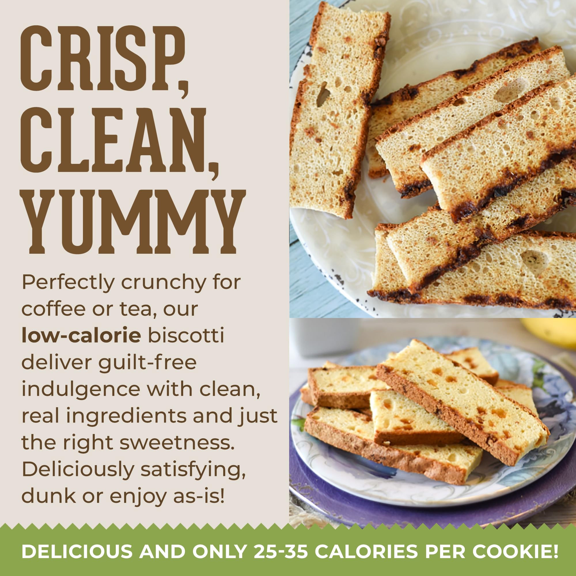 DIJAS Natural Foods, Individually Wrapped Fat Free Biscotti Cookies, All Natural Preservative Free Ingredients, Delicious Low Calorie Snack (12 oz
