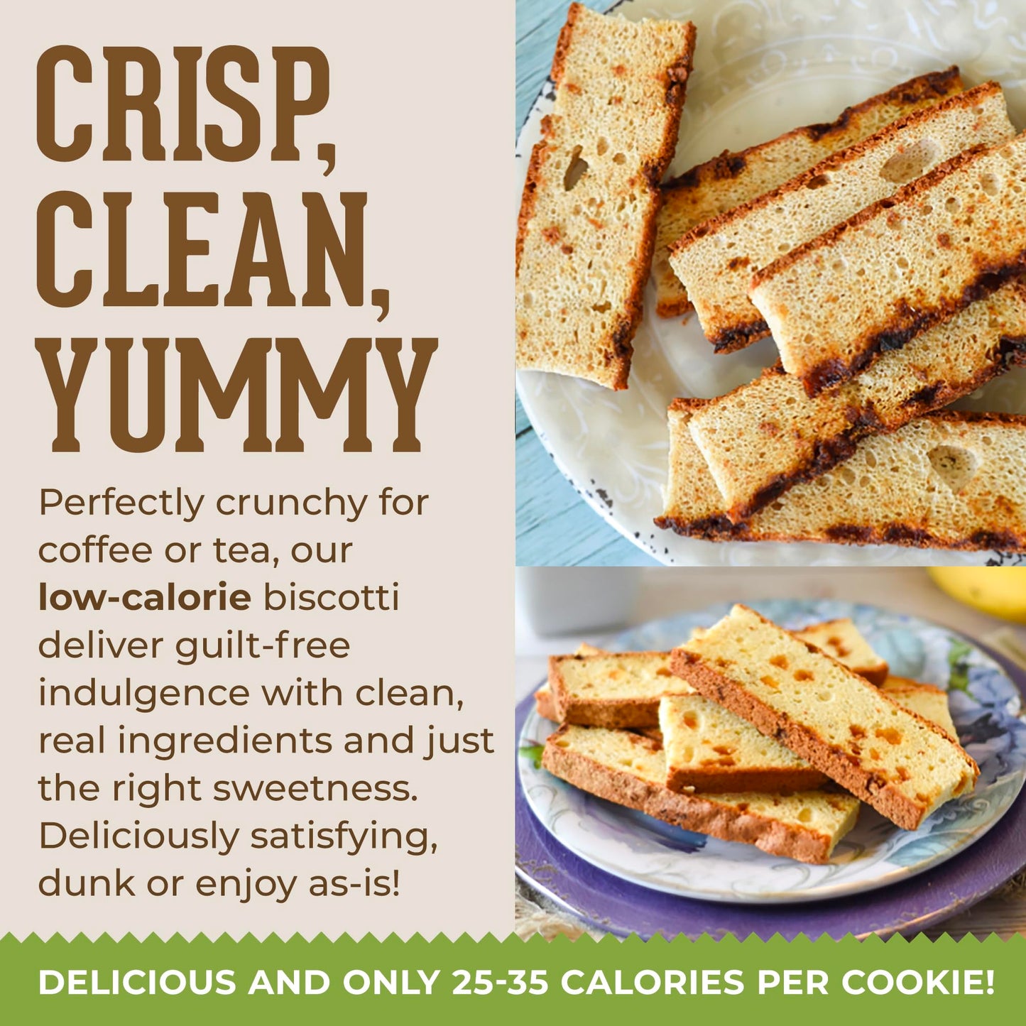 DIJAS Natural Foods, Individually Wrapped Fat Free Biscotti Cookie, All Natural Preservative Free Ingredients, Delicious Low Calorie Snack (Raisin
