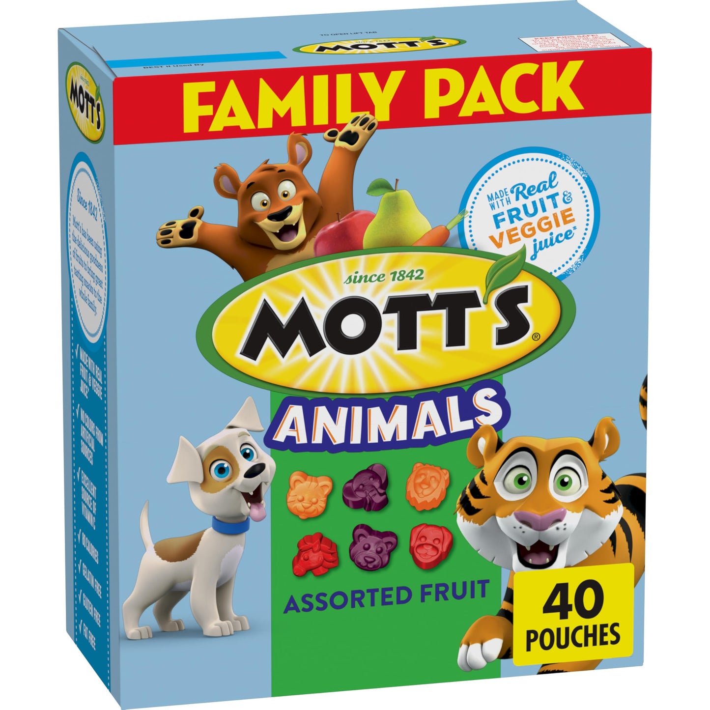 Mott's Fruit Flavored Snacks, Animals Assorted Fruit, Gluten Free Snack, Family Pack, 40 Ct, 32 oz