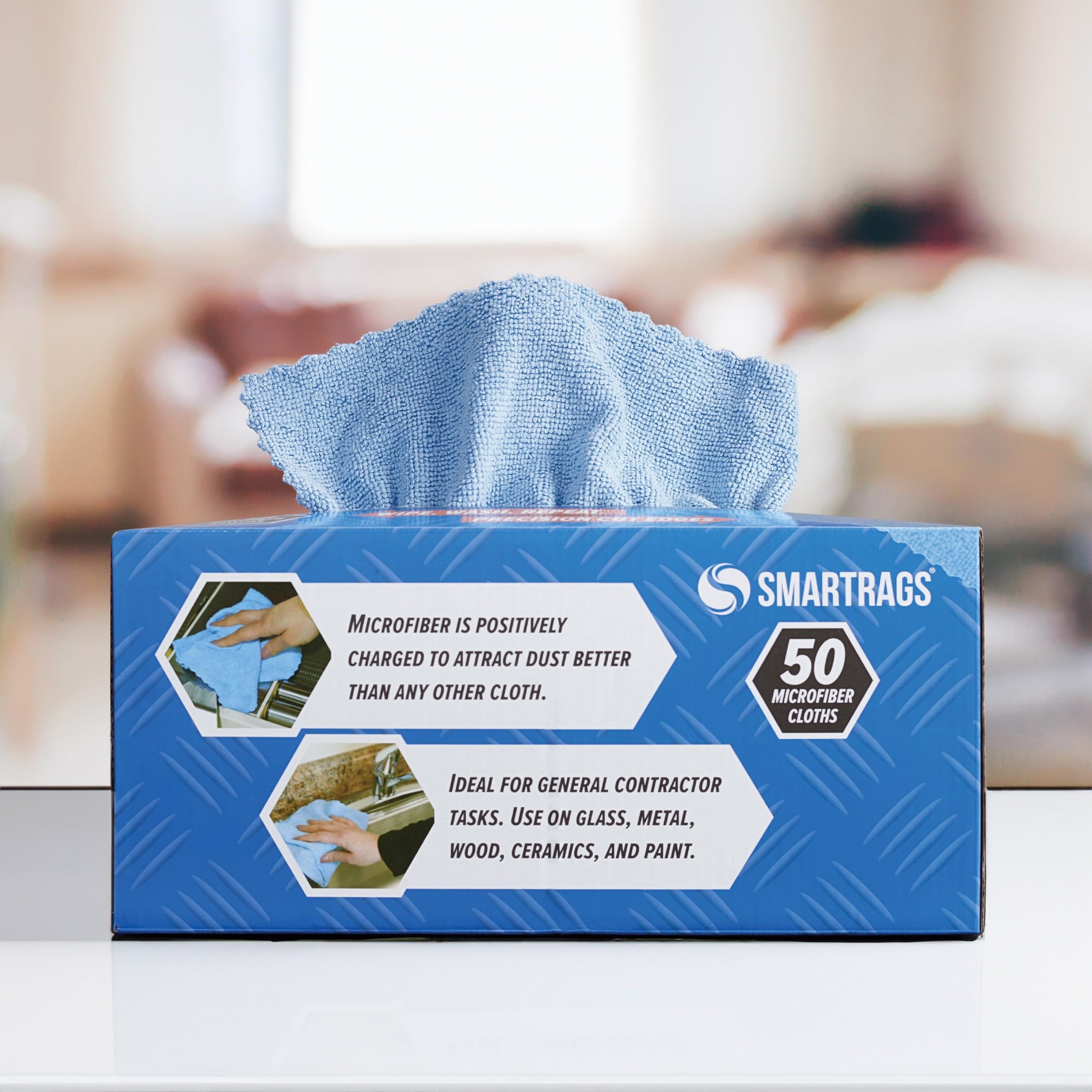 Arkwright Smart Rags Microfiber Cleaning Cloths, Pack of 50 in a Box, Lint Free 180 GSM Reusable Towels for Auto, Office and Household Cleaning, 12 x
