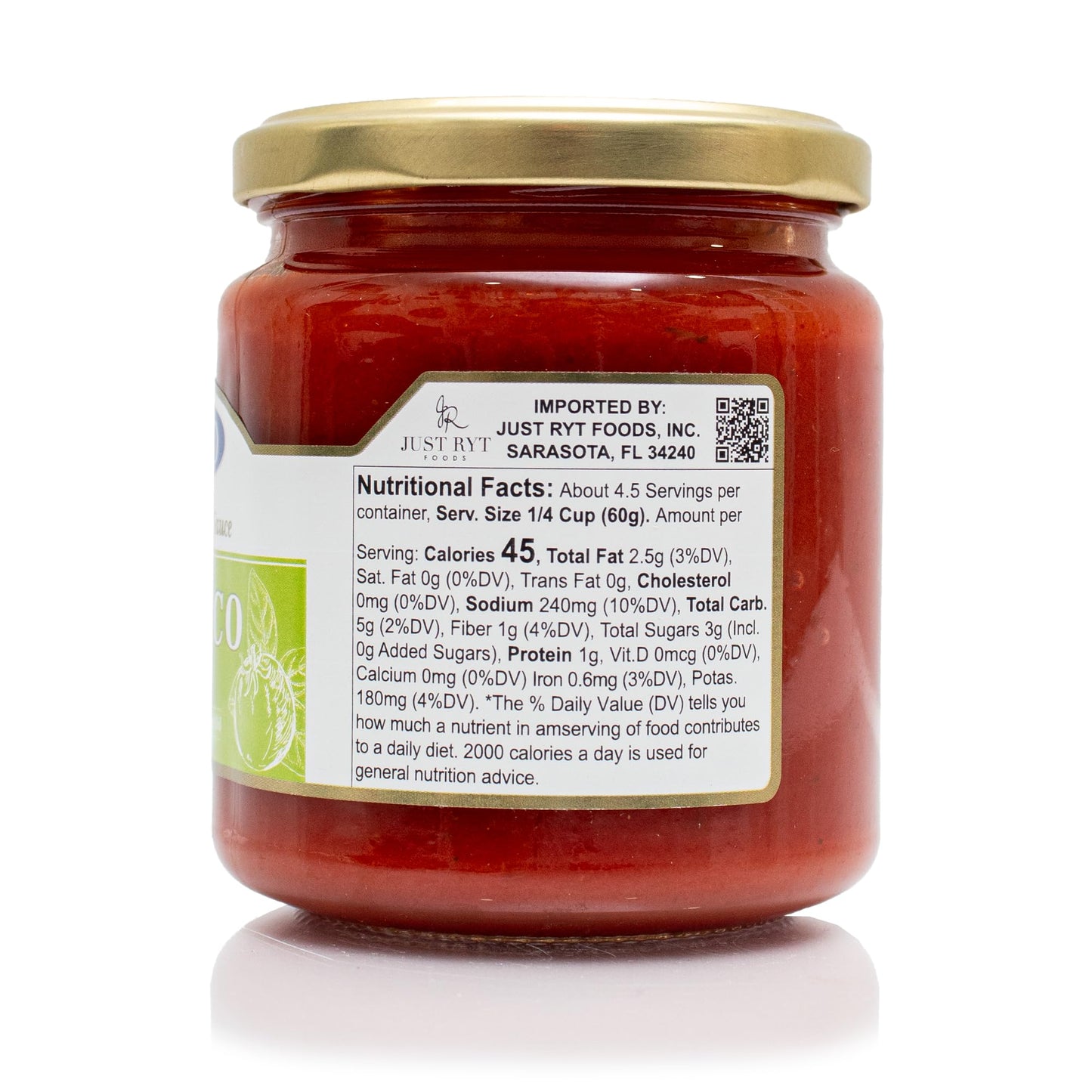 Giusto Sapore Traditional Organic Tomato Basil Italian Pasta Sauce 10oz - All Natural Non GMO Italian Premium Gourmet Brand - Made in Italy and Family
