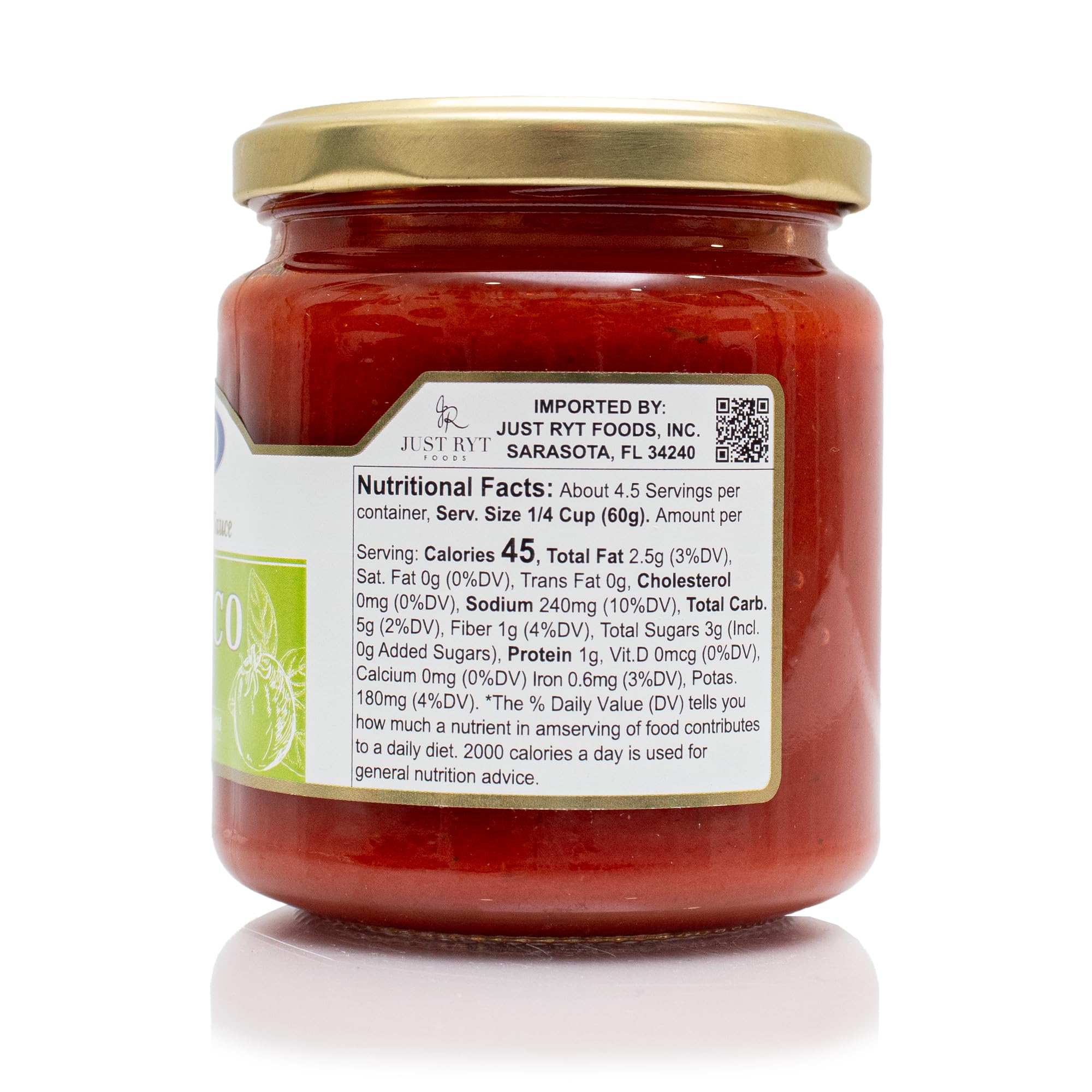 Giusto Sapore Traditional Organic Tomato Basil Italian Pasta Sauce 10oz - All Natural Non GMO Italian Premium Gourmet Brand - Made in Italy and Family