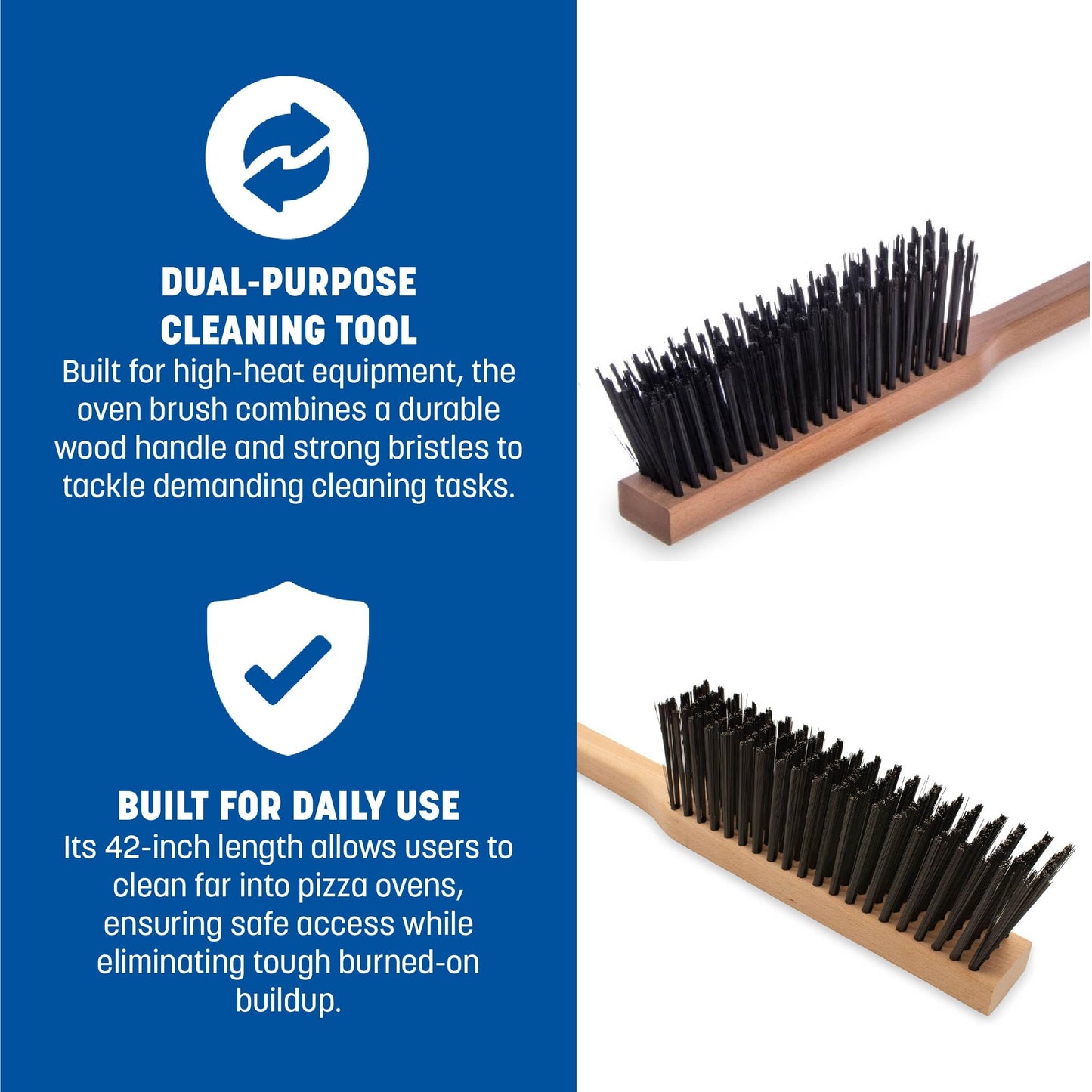 Carlisle FoodService Products 4577200 Carbon Steel Bristle Pizza/BBQ Oven Brush, 39" Overall Length