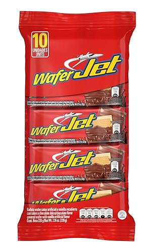 Jet Chocolate?Covered Vanilla Wafers, Individually Wrapped Cookies, Colombian Chocolate Snack, 10 Count Box, 7.7 oz