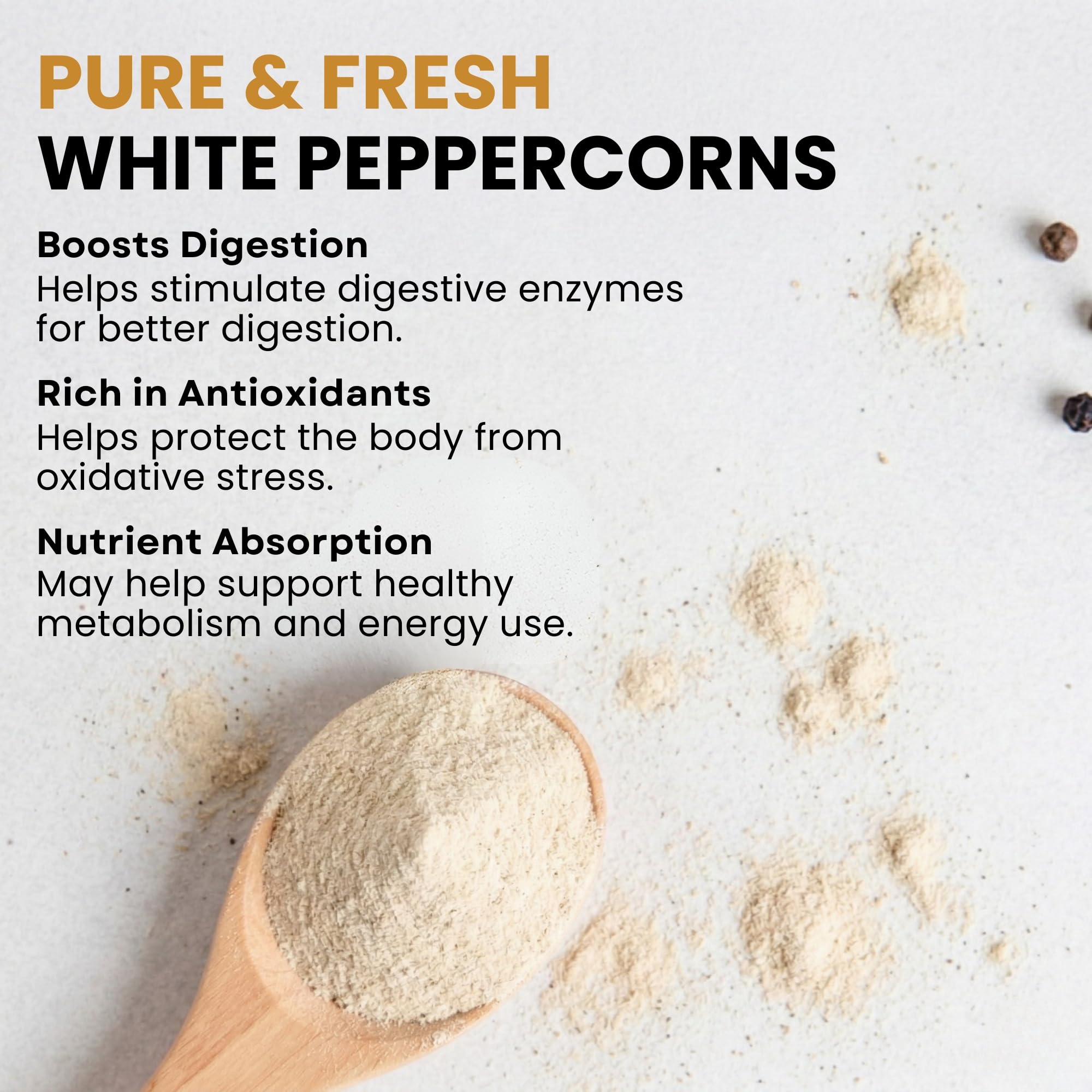 Fàtima Fine Ground White Peppercorns | Premium White Pepper Ground | Fresh and Aromatic Organic Pepper Powder | Essential Spice for Cooking