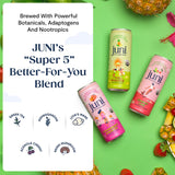 Juni Sparkling Adaptogen Drink with Ashwagandha, Lion’s Mane & Reishi Mushrooms | Green Tea for Focus, Zero Sugar, 5 Calories | Decaffeinated, Non
