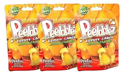 Peelablez Peelable Mango Gummies Pack of 3 - Resealable 2.46 Oz Each, 4D Gummies, Mango Peeling Candy, Layered for Delicious Fruity Snack