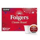 Folgers Classic Roast Medium Roast Coffee, Keurig K-Cup Pods, Limited-Edition Design for America’s 250th Anniversary, 10 Count Box
