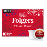 Folgers Classic Roast Medium Roast Coffee, Keurig K-Cup Pods, Limited-Edition Design for America’s 250th Anniversary, 10 Count Box