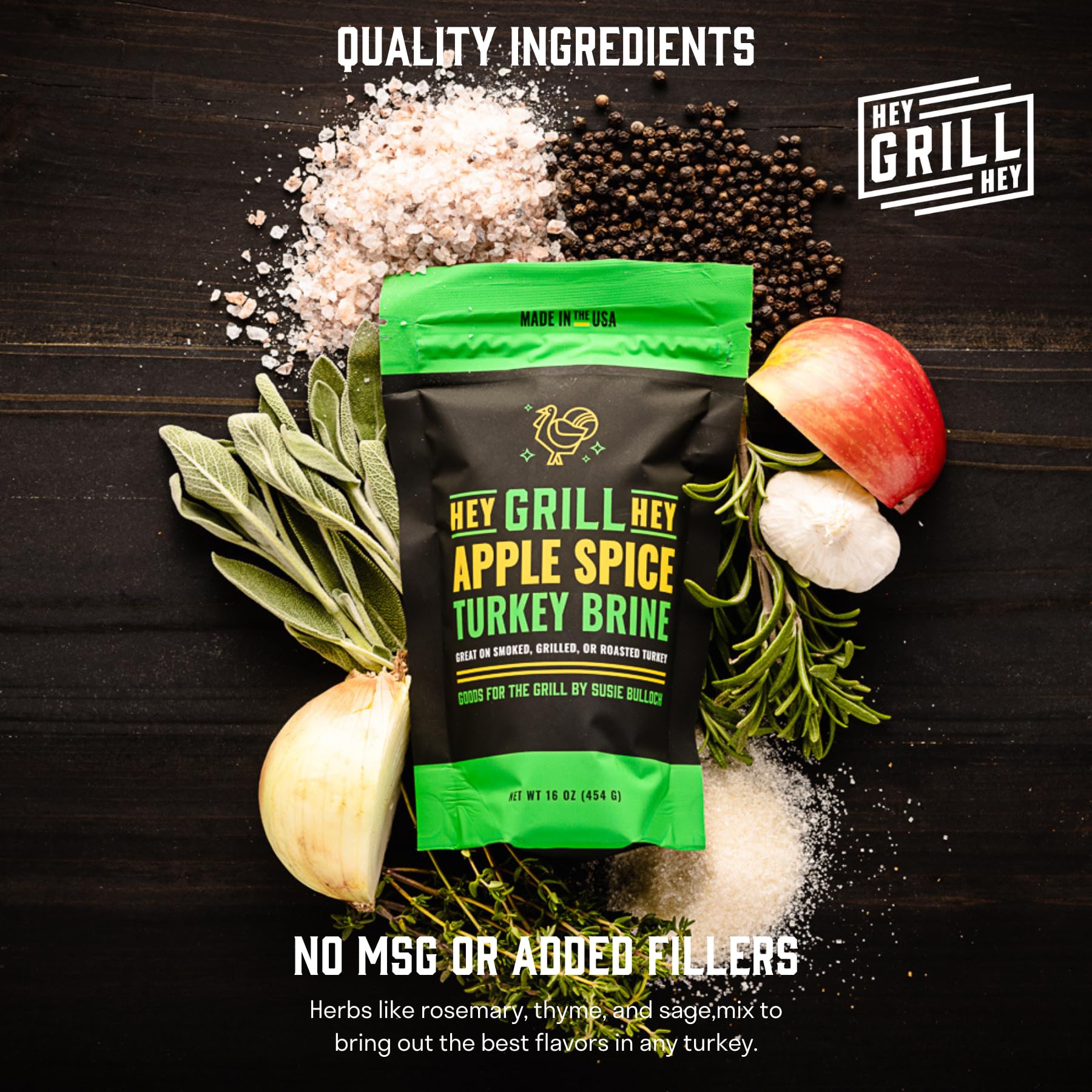 Hey Grill Hey | APPLE SPICE TURKEY BRINE | Poultry brine for smoked turkey with delicious herbs and spices