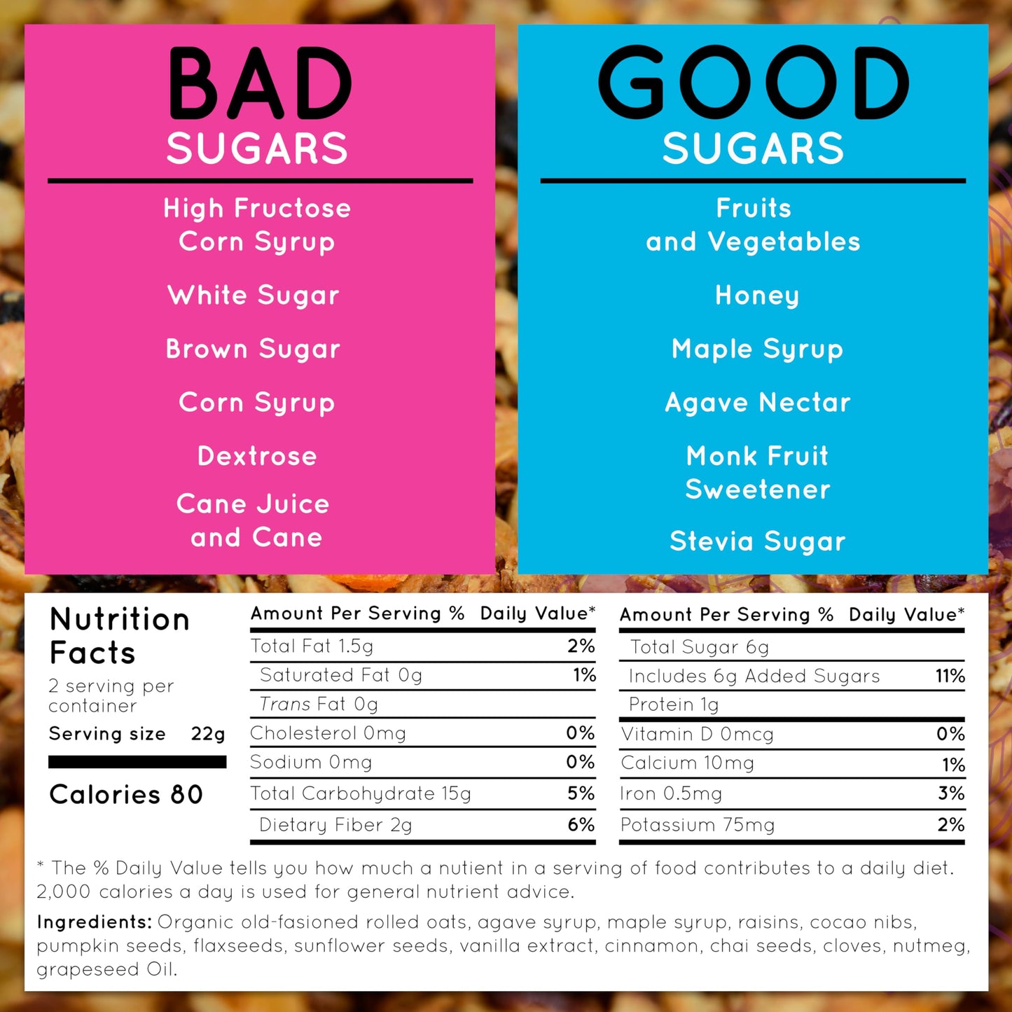 YÜJ Organic Vegan Granola | Allergen-Free Snack Packs | 2oz, Pack of 6
