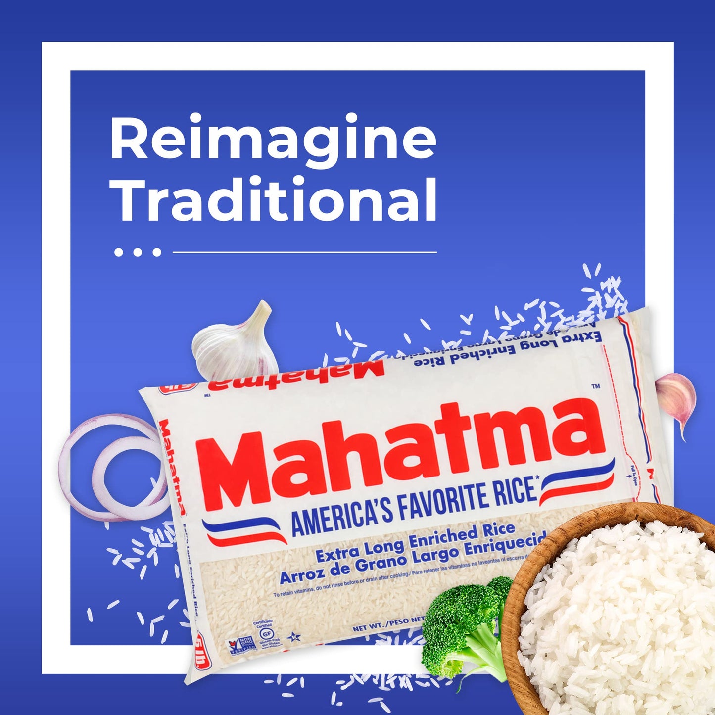 Mahatma Extra-Long-Grain Rice 5-Pound Rice Bag, Gluten-Free and Non-GMO White Rice Bulk Bag