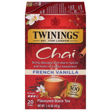 Twinings French Vanilla Chai Black Tea Individually Wrapped Bags, 20 Count (Pack of 1), Warm, Sweet & Spicy, Caffeinated, Enjoy Hot or Iced, 20