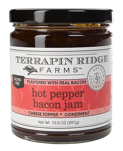 Terrapin Ridge Farms Hot Pepper Bacon Jam - Sweet & Spicy Spread with Real Bacon & Jalapeño - Gourmet Condiment for Cheese, Meats, and Appetizers